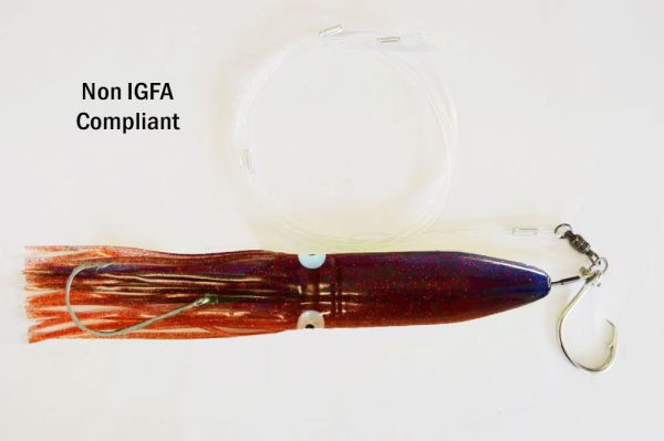 Broadbill Squid Twin hook rig 12/0 J hook - Non IGFA compliant Natural Brown
